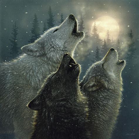 wolves howling art